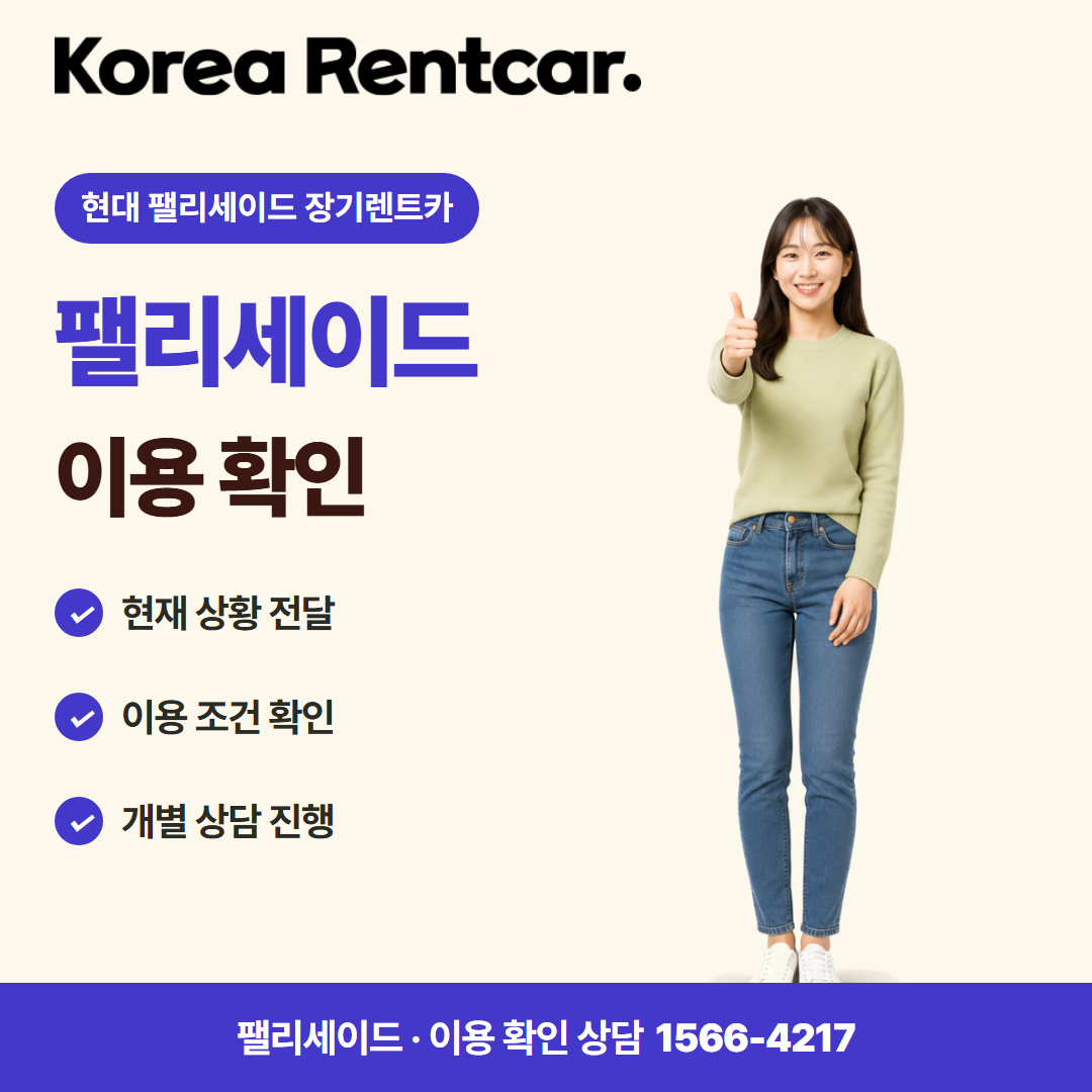 현대 팰리세이드 장기렌트카 · 이용 확인 카드뉴스